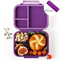 LEKKABOX Lunchbox Mini Kinder Bentobox, 3 Fächer - Brotdose Vesperdose Brotbüchse, Für feuchte Lebensmittel auslaufsicher, inkl. extra Trenner