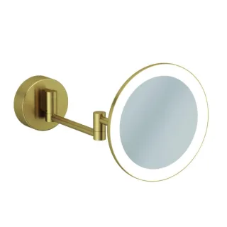 Kludi VELA R LED-Kosmetikspiegel 58995N0W Vergrößerung 3-fach, Wandmontage, brushed gold