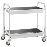 Royal Catering Servierwagen 2 Mulden Ablagen 83x 43 cm Edelstahl Transportwagen Küchenwagen Gastro