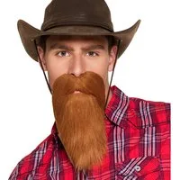 Boland Kostüm-Perücke Bart 'Cowboy' zum Kostüm, Braun