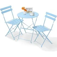 TLGREEN Balkonset Gartenmöbel Bistro Set Metall, (UV-Beständig & Rostfrei, Wetterfest, Balkonmöbel Klappbar für Balkon, Terrasse, Café, Garten), Outdoor Sitzgarnitur, 2 Klappstuhl 1 Klapptisch