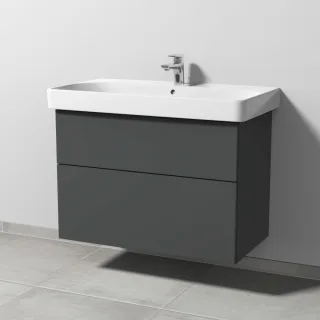 Sanipa 3way Waschtischunterbau zu Geberit Smyle Square Waschtisch mit 2 Auszügen, Anthrazit-Matt SM67122
