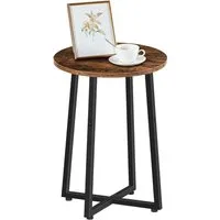 Hoobro Beistelltisch Couchtisch rund 40x55 cm (Nachttisch aus Holz und Metall, Industrie-Stil), stabil & platzsparend