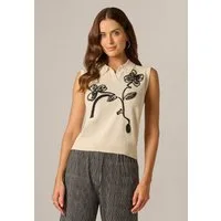 Adrianna Papell Sweatweste Sleeveless Polo Sweater Moderner, ärmelloser Polo-Pullover mit Stickerei
