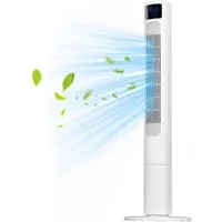 Vankel Turmventilator leiser Standventilator mit kräftigem Luftstrom und viel Komfort, 90° Schwenkfunktion, 4 Geschwindigkeiten, 12h Timer & LED-Display