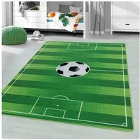 Ayyildiz Teppiche Kinderteppich PLAY 2911, rechteckig, Höhe: 6 mm, robuster Kurzflor, Spielteppich, Fußball, Rasen, Kinderzimmer