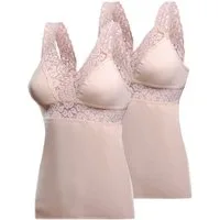 Toker Collection® Funktionsunterhemd Damen BH Hemd ohne Bügel mit weicher elastischer Spitze im 2er Pack (Packung, 2er Pack) aus reiner Baumwolle, mit elastischer Spitze