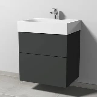 Sanipa 3way Waschtischunterbau zu Kaldewei Silenio Waschtisch mit 2 Auszügen, Graphit-Matt SP4551B