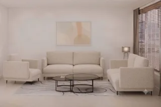 Sofaset Designersofas HELMER 3-2-1 Stoff Baloo Beige