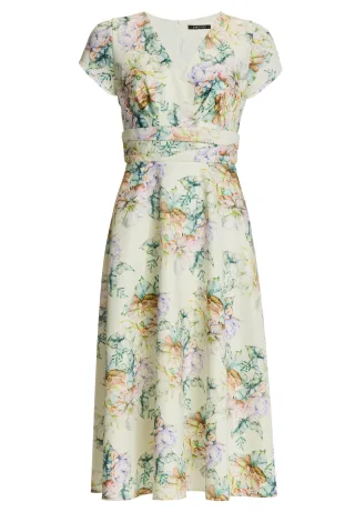 SWING - Midi Kleid aus floral bedrucktem Scuba ivory/multi - Gr. - 44