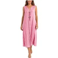 dy_mode Sommerkleid Damen Leinenkleid Luftiges Maxi Sommerkleid Strandkleid Damenkleid in Unifarbe, V-Ausschnitt, mit seitlichen Eingriffstaschen