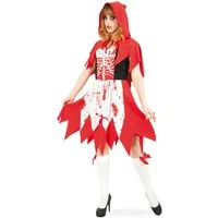 Fries Kostüm Damen Blutkäppchen Kleid mit Kapuzencape Halloween Karneval Fasching, 2-tlg Kleid mit Kapuzencape