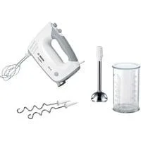 Handmixer ErgoMixx MFQ36470 weiß/grau, 450 Watt, mit Mixfuß und Becher