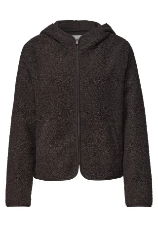 Street One - Teddy-Jacke mit Kapuze und Taschen black coffee - Gr. - 38
