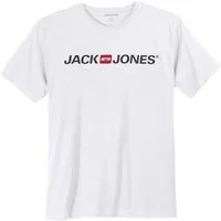 Jack & Jones Rundhalsshirt Jack&Jones T-Shirt weiß Logodruck Übergröße JJECORP
