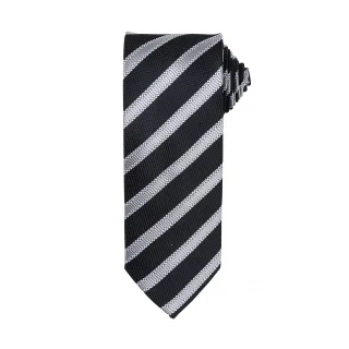 Premier Mens Waffle Stripe Formal Business Tie (Schwarz/Dunkelgrau)