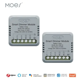 MoesHouse Tuya Smart Zigbe Dimmer Module Light Switch 1/2 Gang Timing Function Voice APP Remote Control Work with Alexa