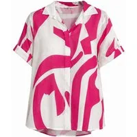 ITALY VIBES Kurzarmbluse - Blusenshirt Damen - Printbluse mit Reverskragen und V-Ausschnitt - ONE SIZE / passend für Größen S bis XL