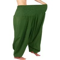 Leucht-Welten Haremshose Extragroße Haremshose XXL Aladinhose für Damen und Herren Grün Pumphose aus Baumwolle