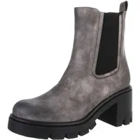 Ital-Design Trendige Chelsea-Boots mit Blockabsatz für Damen Plateaustiefelette (90649114) Blockabsatz Stiefeletten in Grau