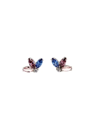 LEIS Ohrstecker 925 Sterling Silber rhodiniert Glänzend Blume Zirkonia bunt