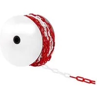 FIVMEN Absperrkette Plastikkette Rot/Weiß 6mm Stärke Kunststoffkette, Länge 25 m