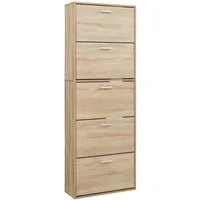 en.casa Schuhschrank »Sykkylven« Schuhkipper mit 5 Klappen 169 x 60 x 24 cm Sonoma-Eiche