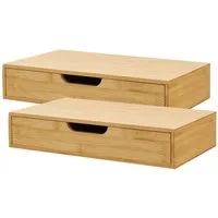 en.casa Wandregal, »Bokn« mit Schublade 40x24x8 cm Bambus