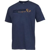 Savage Gear T-Shirt Savage Gear Signature Logo T-Shirt Blue Melange - Angelshirt