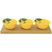 EasyLife Servierschale Fleurs et Citrons, Porzellan, Spülmaschinengeeignet, Mehrfarbig, Zitronen, H: 5cm