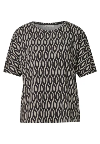 Street One - Kurzarm Shirt mit Rundhals und Print clay sand - Gr. - 38