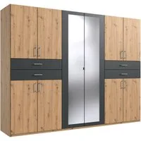 Wimex Kleiderschrank Taiga Kleiderschrank mit Spiegel mit Schubladen auf bequemer Höhe, Garderobe Schlafzimmerschrank