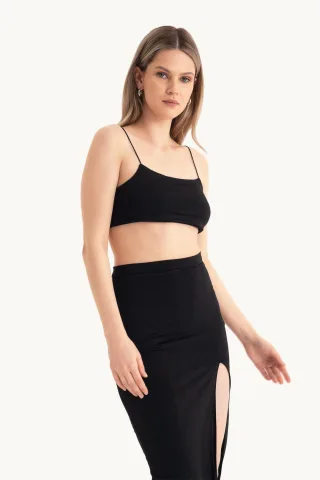 Spaghetti-Träger Cami-Top & Maxirock mit seitlichem Schlitz Coord