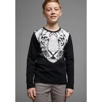 KIDSWORLD Langarmshirt WHITE TIGER Basic Passform, stylischer Druck, Rundhalsausschnitt