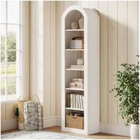 Tribesigns Bücherregal 190 cm Hoch, 6-stöckiges Schmales Regal Mit Bogendesign, Warmweiß