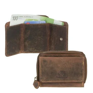 Greenburry Vintage Portemonnaie mit geteiltem Münzfach. Kompakter Organizer für Scheine und Karten mit Reißverschluss.