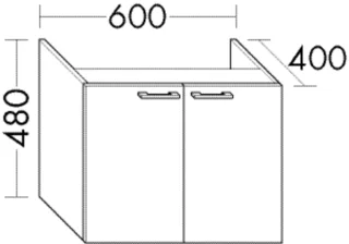 Burgbad Unterschrank Sys30 PG3 Diago 480x600x400 Lichtgrau Matt, WUYD060F3355 WUYD060F3355