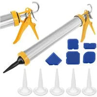 BIGSTREN Bauschaumpistole Silikon-Kartuschenpistole 600 ml Bauschaumpistole, Spar-Set, 1-tlg., Fugenmasse, Inklusive 5 wechselbarer Düsen und 5 Spezialspateln
