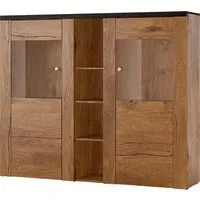 OTTO home Highboard Larona, zeitlose Hochkommode mit 2 Türen, Türkommode, Höhe 129,5 cm, Anrichte mit dekorative Rahmenoptik, Türen mit Glaseinsatz