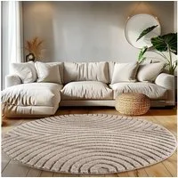 Teppium Hochflor-Teppich Boho-Design, Rund, Höhe: 20 mm, Teppich Wohnzimmer Boho Design 3D Optik Skandinavische Stil
