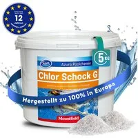Azuro Chlorgranulat Chlor Schock Granulat-56% Aktives Chlor für Schockchlorung im Pool, (1kg, 3kg, 5kg, Hergestellt in Europa), Schnelllösliches Chlorgranulat zur Algenvernichtung & Keimfreiheit