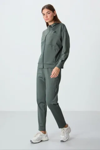 Damen Kapuzen-Zip-Pullover- und Hosen-Set