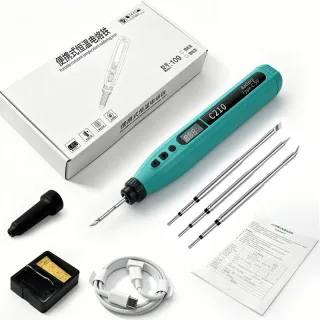 C210 USB Rechargeable Soldering Iron 3200mAH 180°C-480°C Type-C Charging LCD Digital Display 3 Integrated Tips Portable