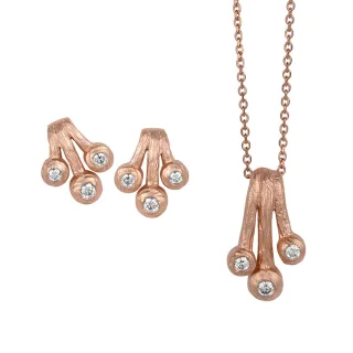 Orphelia Damen 925 Sterling Silber Set: Kettenanhänger + Ohrringe - Rosé SET-5233/1