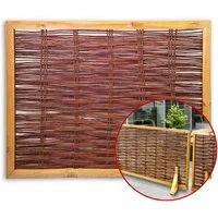 NOOR Sichtschutzelement Mobile Trennwand aus Weide - passender Standfuß separat erhältlich, Mobile Trennwand 90x120 cm - Standfuß 50x6 cm