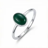 mantraroma Silberring SAMA oval aus 925 Silber mit grünen Onyx (Ring mit Schmuckbeutel), Damenring aus 925er Silber