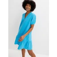 bonprix Minikleid aus Baumwoll-Musselin, Volant, kurze Puffärmel, bequeme A-Linie