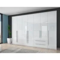 OTTO home Drehtürenschrank Piano, inklusive Rahmen und Beleuchtung, soft-close-Funktion (viele Breiten zur Auswahl, 226cm hoch, mit jeweils 2 Schubladen) beige oder weiß, UV lackiert, Hochglanzfronten, FSC-zertifiziert