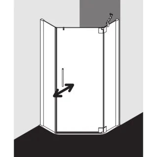 Kermi Pasa XP Fünfeck-Duschkabine Pendeltür PXR45090181AK 90x90x185cm, silber mattglanz, ESG klar, rechts