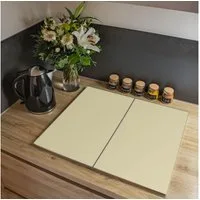 banjado Herd-Abdeckplatte zweiteilig aus Glas mit Motiv Beige, (gehärtet, 2 tlg., inkl. selbstklebende Gummifüßchen)